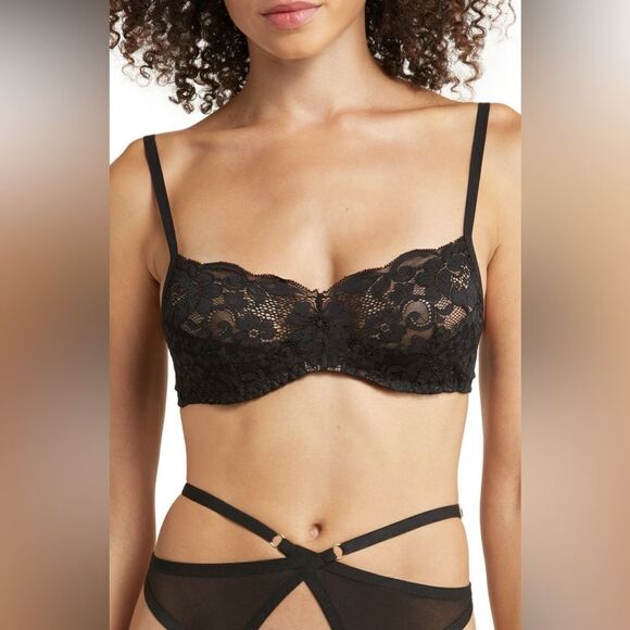 We are HAH Hook Up Underwire Demi Bra in Noir - Picture 1 of 7